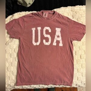 Comfort Colors Brick Red USA Tee